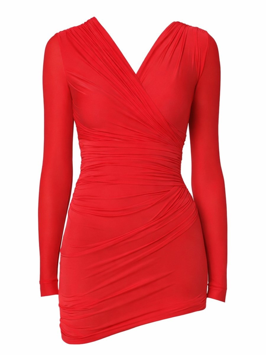 Balenciaga Women's Draped Mini Dress Red