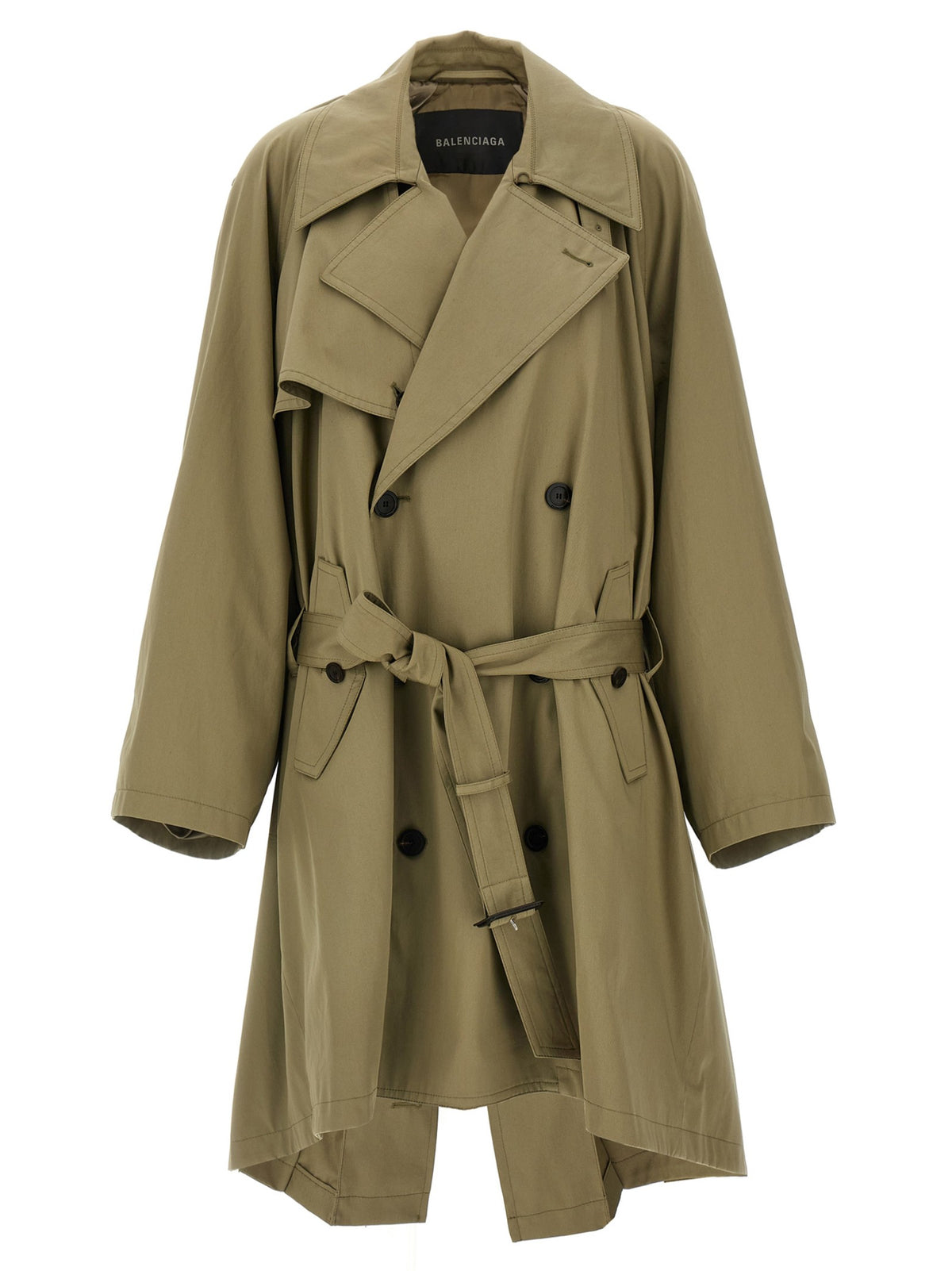 Balenciaga Draped Neck Trench Coat Beige