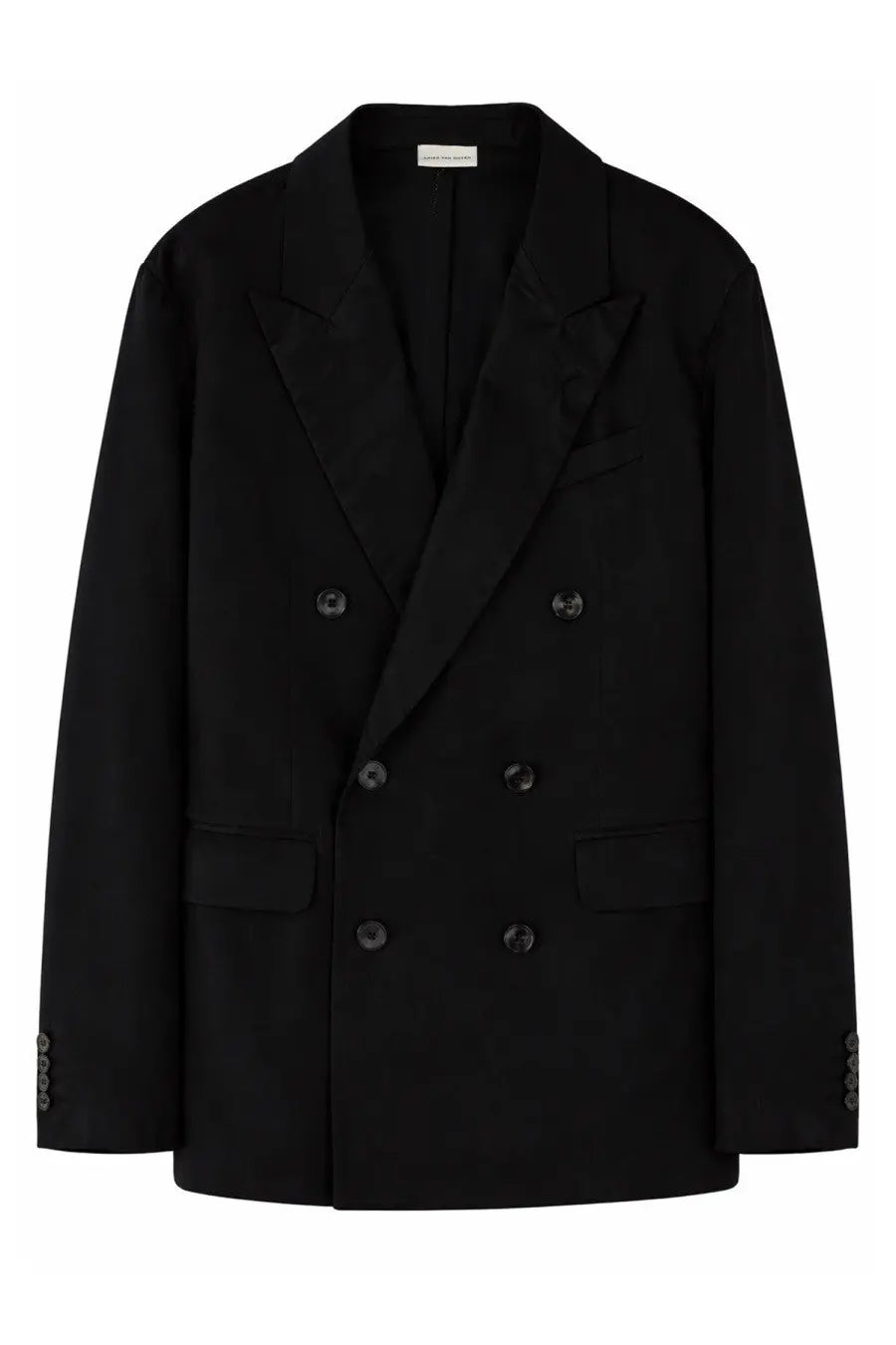 Dries Van Noten men’s blazer Balto black double-breasted with dark buttons and structured silhouette in wool blend