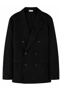 Dries Van Noten men’s blazer Balto black double-breasted with dark buttons and structured silhouette in wool blend