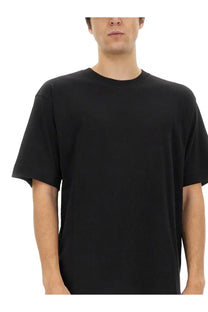 Black oversized cotton crew neck t-shirt with short sleeves for men by dries van noten