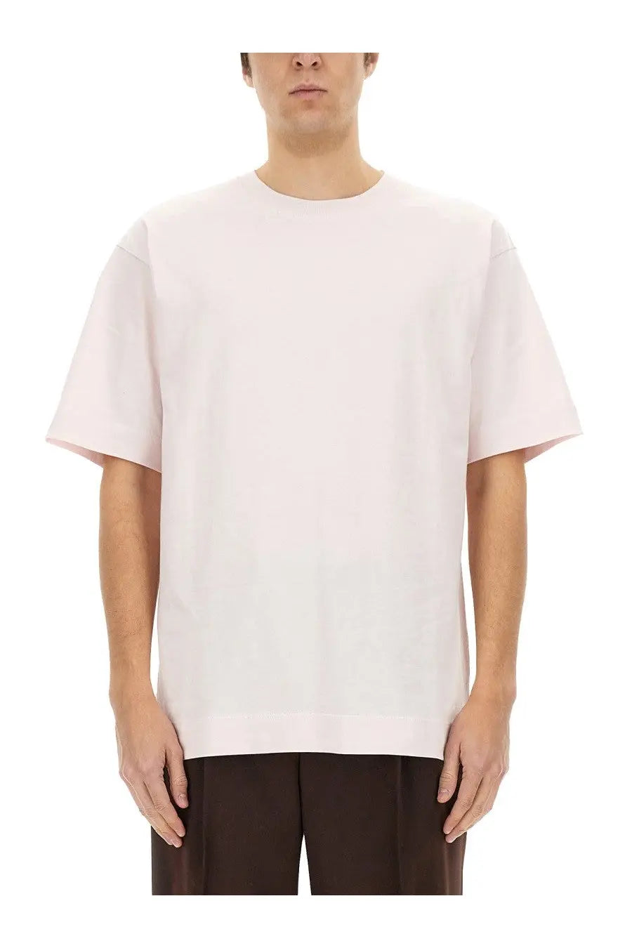 Dries Van Noten men’s off-white cotton shirt with relaxed fit and simple crew neckline in minimalist style