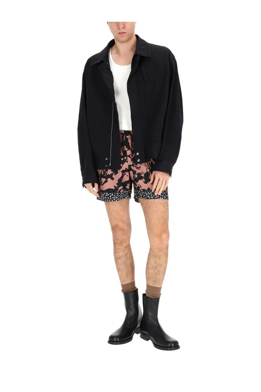 Dries van noten men’s black jacket with relaxed fit and silver zipper detailing for stylish outerwear
