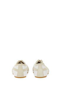 Dries Van Noten men’s leather and suede sneaker in white and beige with minimalist design