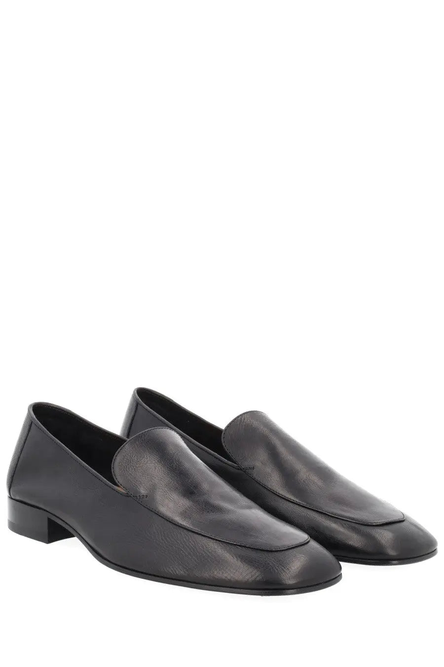Black leather loafers with minimalist design and low block heels in dries van noten men’s mocassino in pelle black