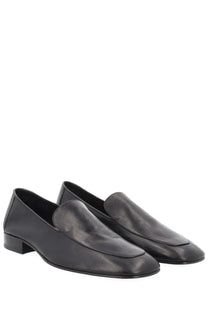 Black leather loafers with minimalist design and low block heels in dries van noten men’s mocassino in pelle black