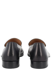 Dries van noten men’s mocassino in pelle black leather loafers with smooth polished finish and contrasting tan lining