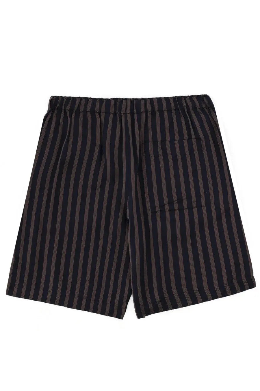 Dries van noten men’s piperi shorts in black and charcoal vertical stripes with elastic waistband for casual wear