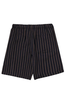 Dries van noten men’s piperi shorts in black and charcoal vertical stripes with elastic waistband for casual wear