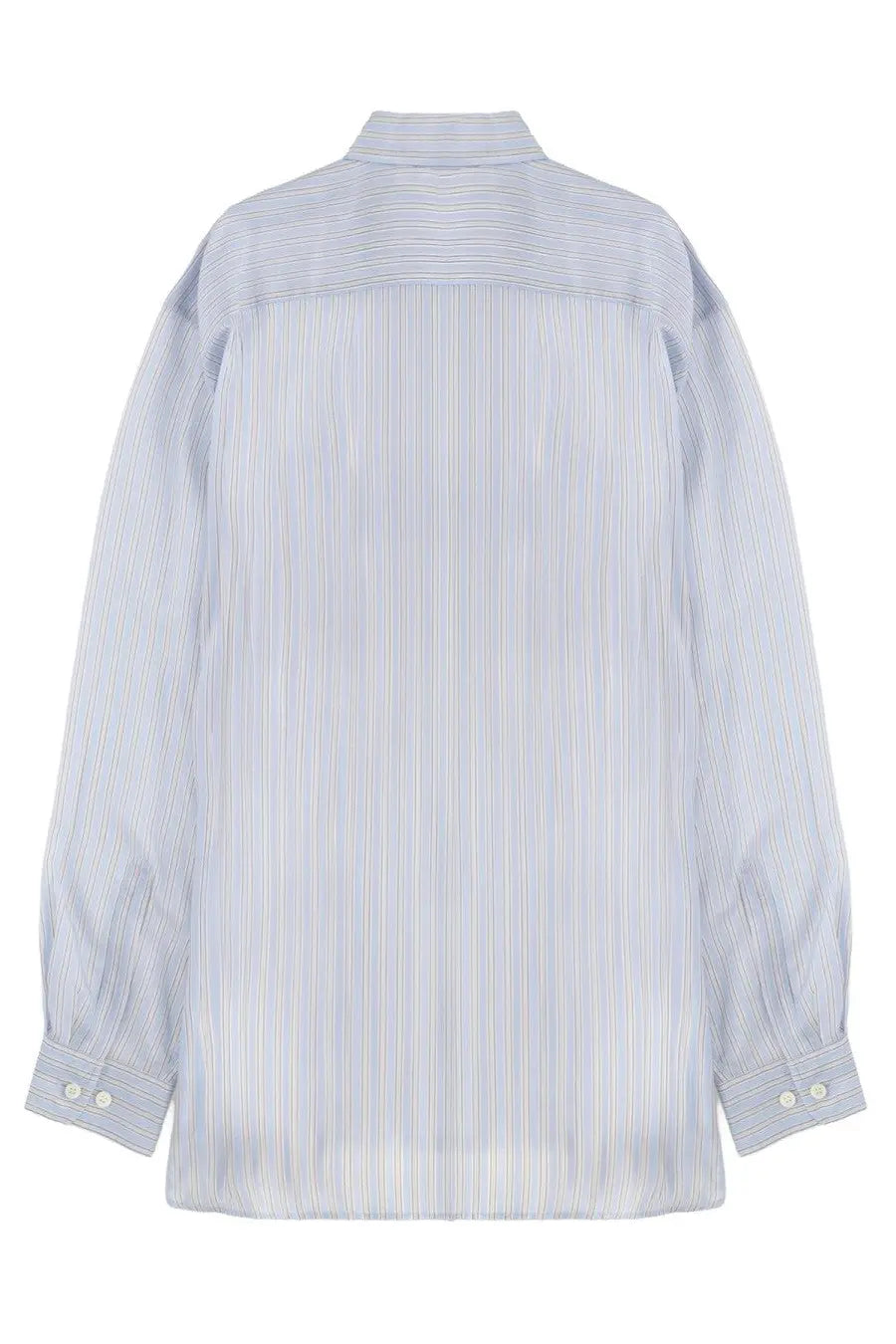 Dries Van Noten men’s light blue and white striped long-sleeve button-up shirt with classic collar