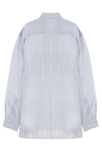 Dries Van Noten men’s light blue and white striped long-sleeve button-up shirt with classic collar
