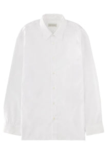 Dries Van Noten men’s white minimalist button-down shirt with clean collar and subtle textured fabric