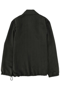 Dries Van Noten men’s vorries jacket green black pinstripe with subtle white stripes and elastic cuffs front view