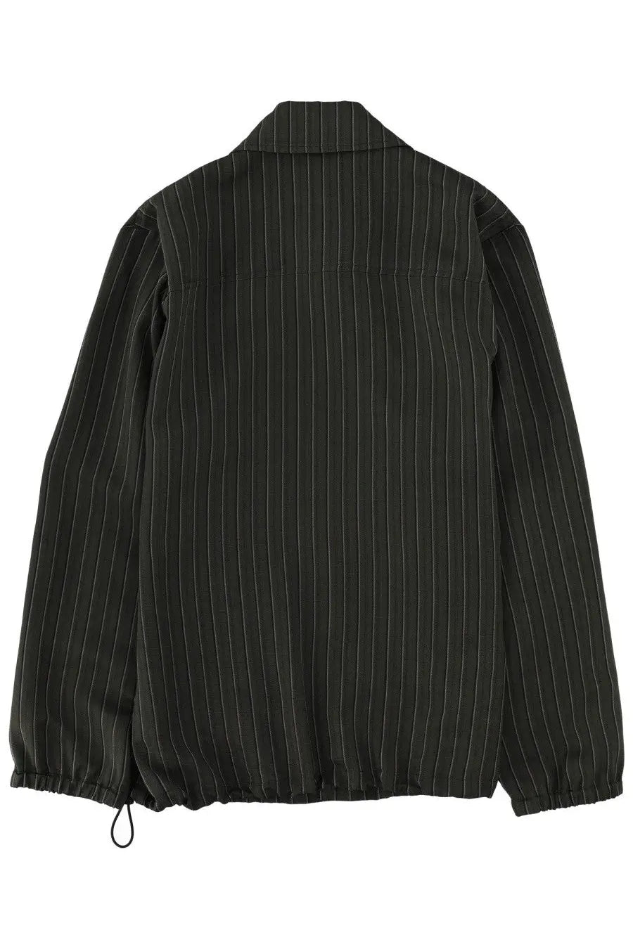 Dries Van Noten men’s vorries jacket green black pinstripe with subtle white stripes and elastic cuffs