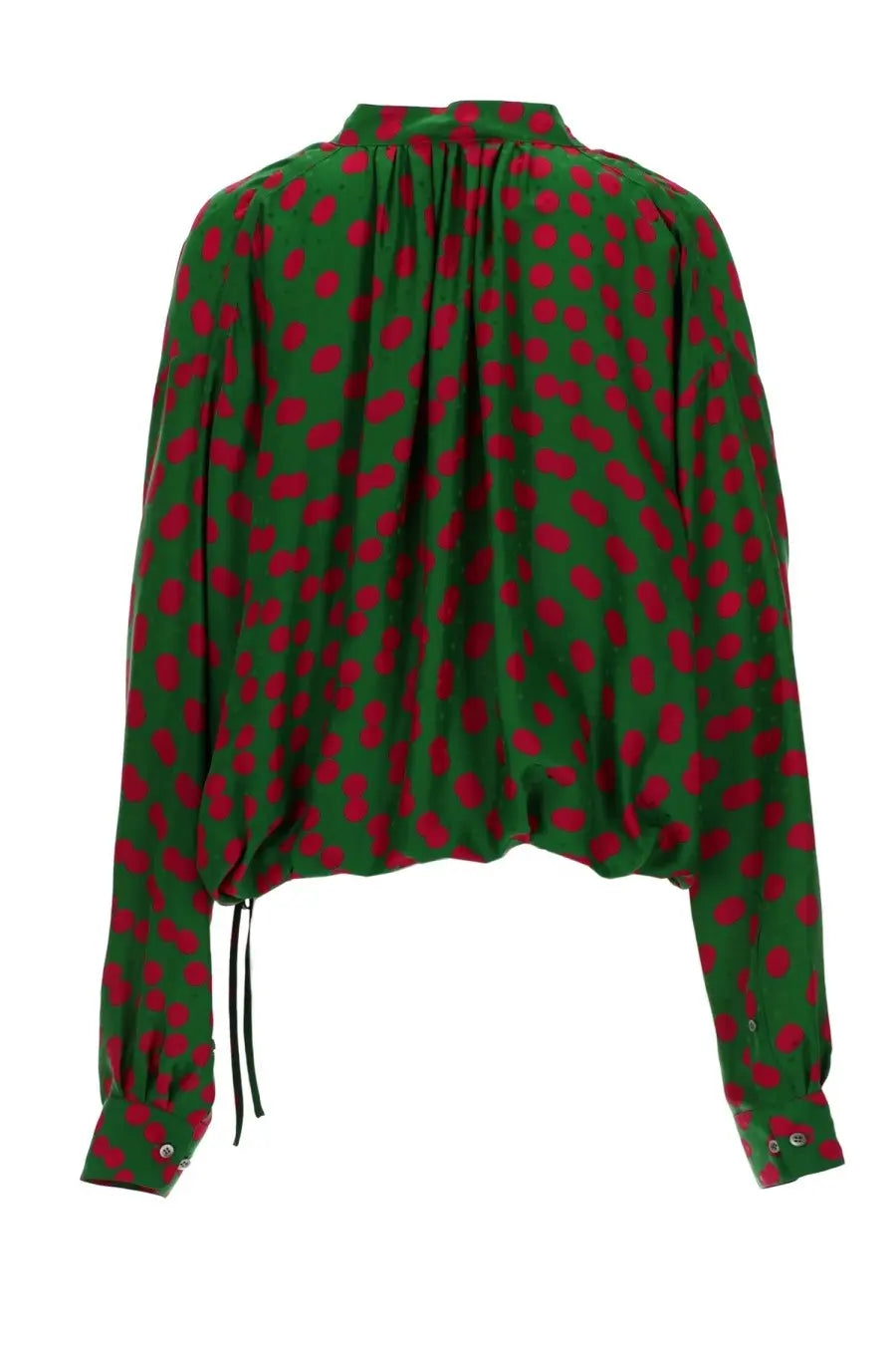 Dries van noten women’s blusa cenver green blouse with red polka dots and long sleeves made of lightweight fabric