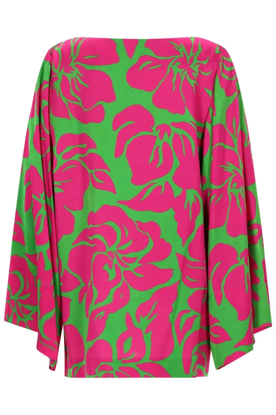 Dries Van Noten women’s viscose blouse with vibrant pink and green floral print and flowing wide sleeves