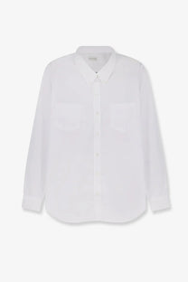 Dries Van Noten women’s cheers white cotton shirt with long sleeves, button-up front, classic collar, and chest pockets