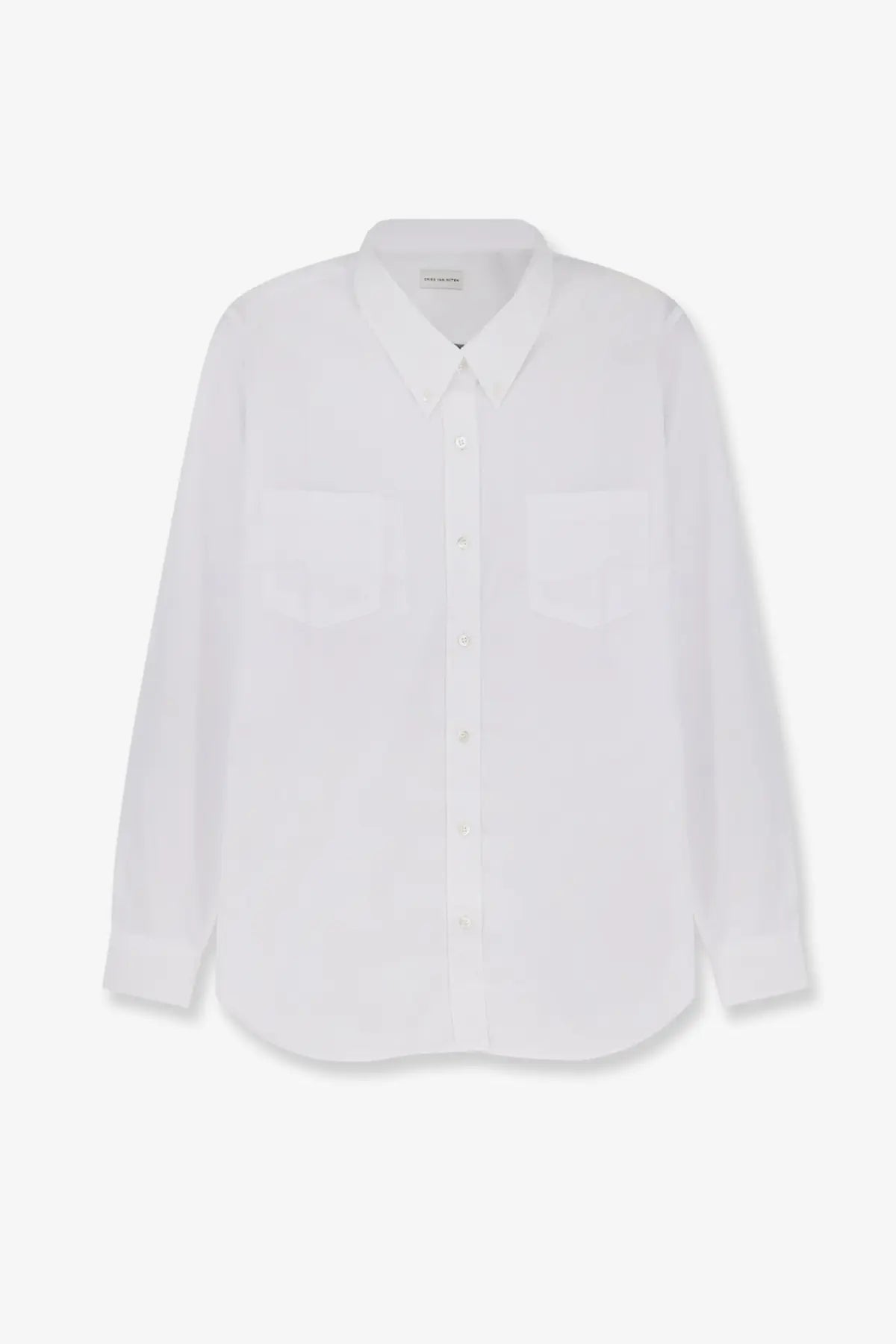 Dries Van Noten women’s cheers cotton shirt white long-sleeved button-up with classic collar and chest pockets