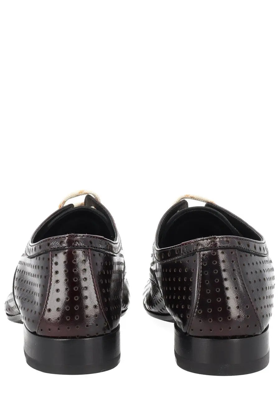 Dries Van Noten women’s dark brown leather brogue dress shoes with perforated detailing and black rubber soles