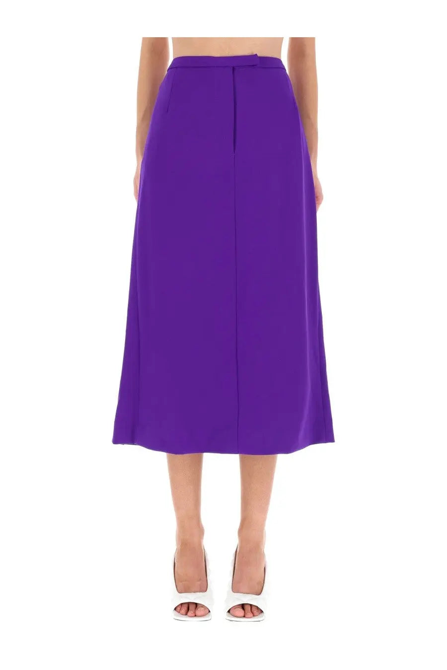Dries Van Noten women’s midi skirt sandora purple with vibrant high waist straight cut and subtle front pleats