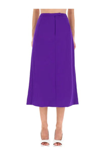 Dries Van Noten women’s midi skirt sandora purple with vibrant high waist straight cut and subtle front pleats