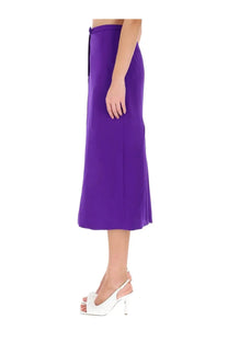 Dries Van Noten women’s vibrant purple midi skirt with sleek straight cut and self-tie waistband Sandora design