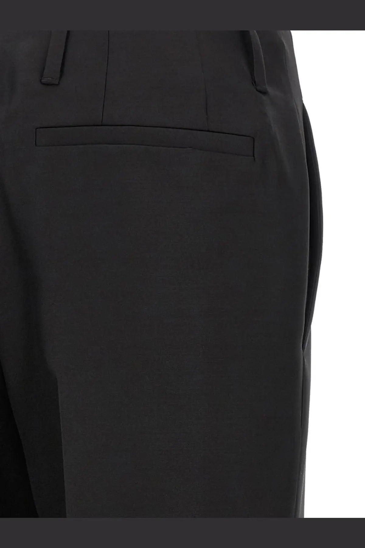 Black tailored Dries Van Noten women’s paloma wool and silk trousers with sleek design and subtle waistband pleats