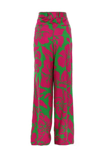 Dries van noten women’s pantalone peaches bis multicolor high-waisted wide-leg trousers with bold pink green floral print