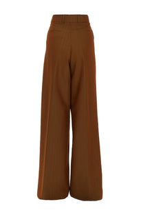 Brown high-waisted wide-leg trousers with a tailored fit from dries van noten womens pantalone sartoriale con cintura brown