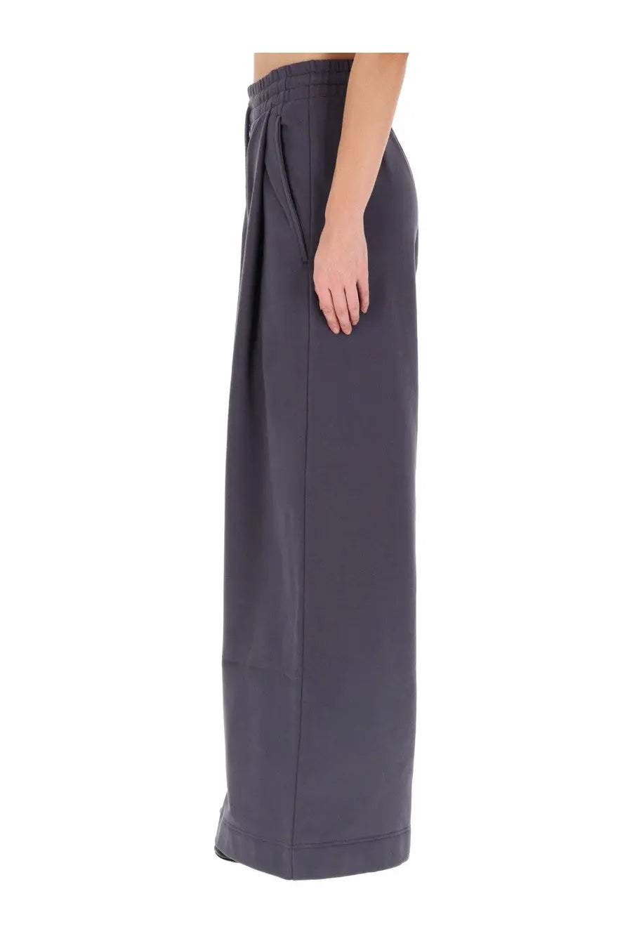 Dark gray wide-leg dries van noten women’s pants hadium grey with elastic waistband and subtle front seam