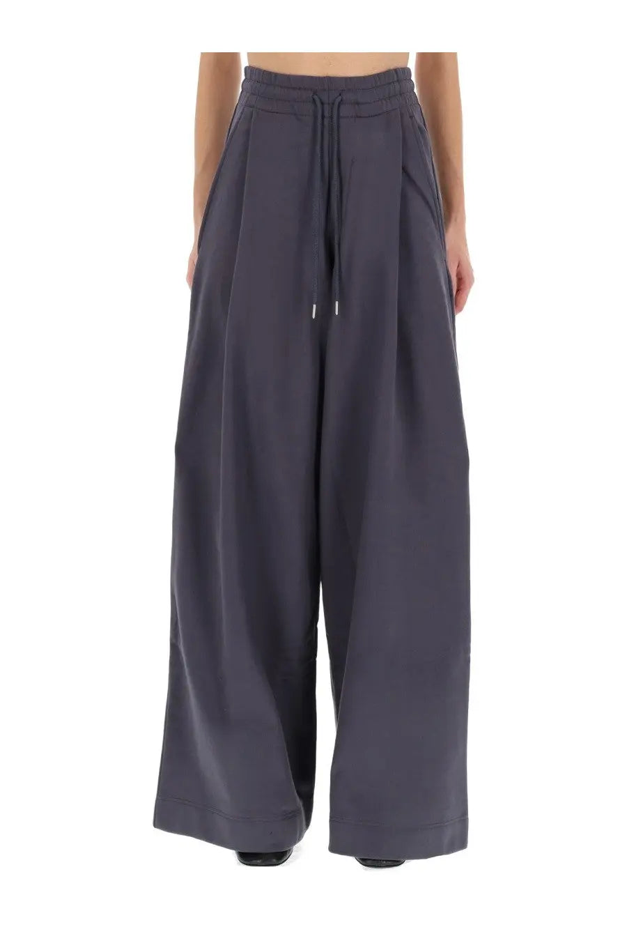Dries Van Noten women’s dark gray wide-leg pants with a drawstring waistband for comfortable wear