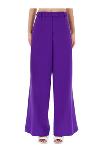 Dries Van Noten women’s pants in vibrant purple wide-leg trousers with a tailored fit and matching belt