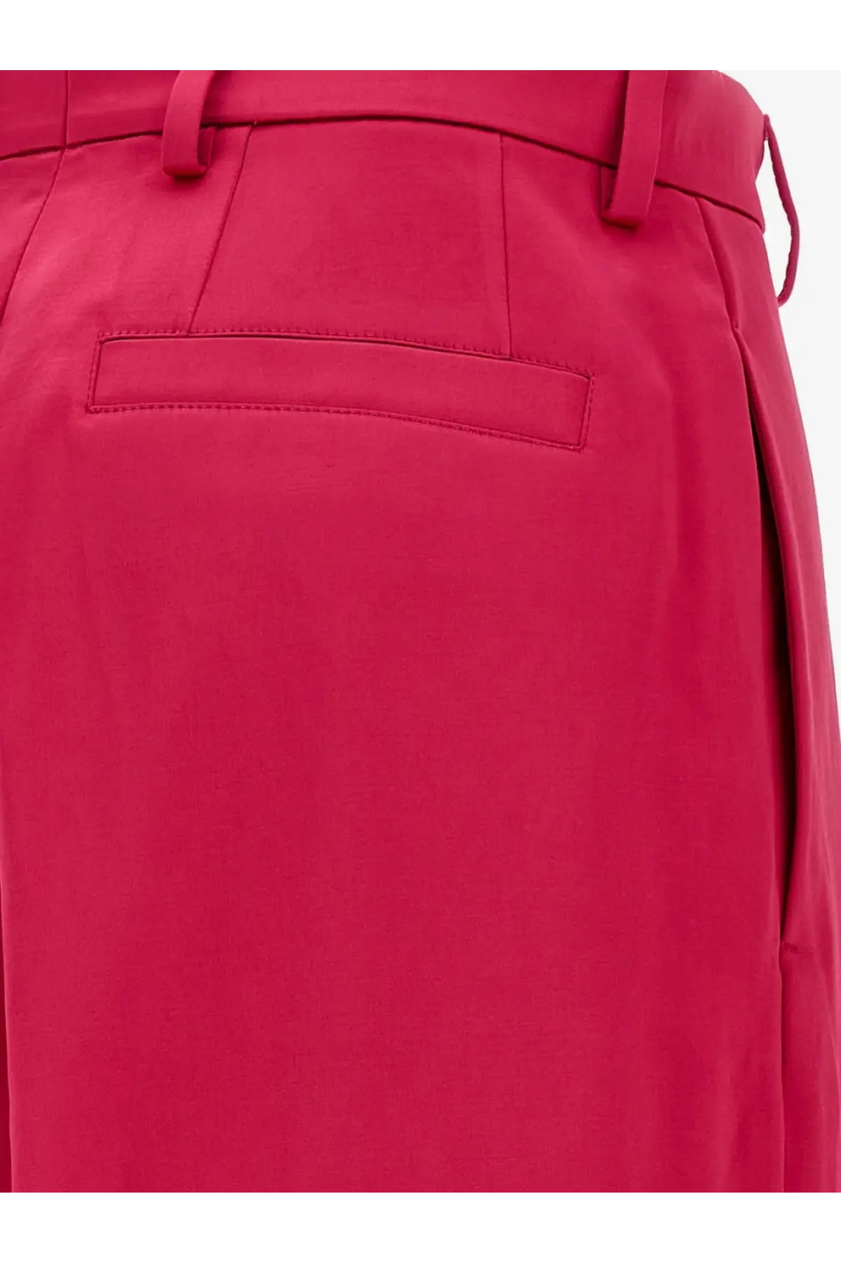 Bright fuchsia high-waisted dries van noten satin trousers with tailored design and subtle pleats for women pink