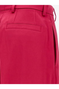 Bright fuchsia high-waisted dries van noten satin trousers with tailored design and subtle pleats for women pink