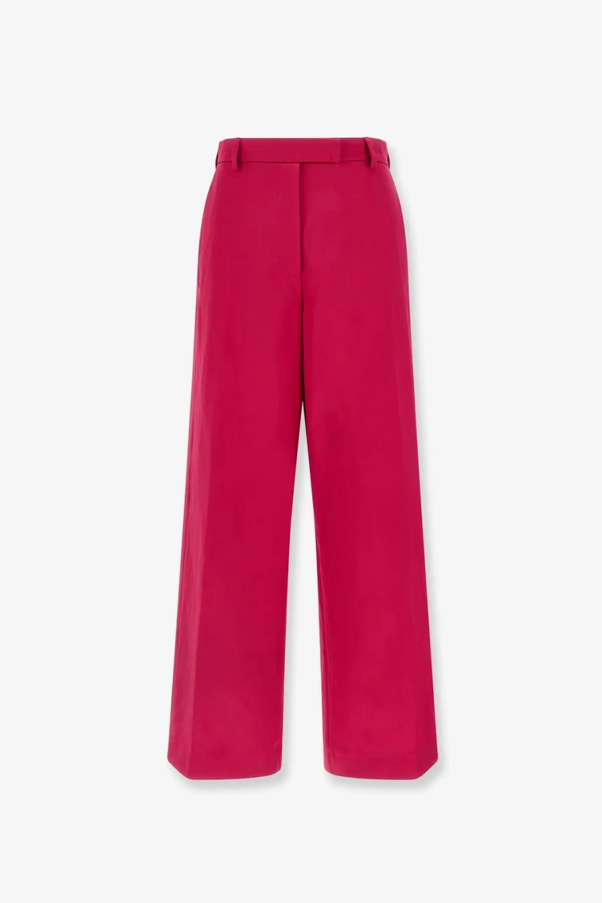 Dries Van Noten women’s bright fuchsia satin trousers with wide legs tailored fit and matching belt