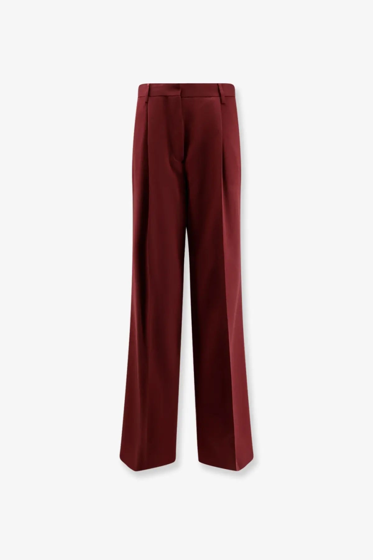 Dries Van Noten women’s portias wool trousers in red feature high-waisted wide-leg tailored pleated design