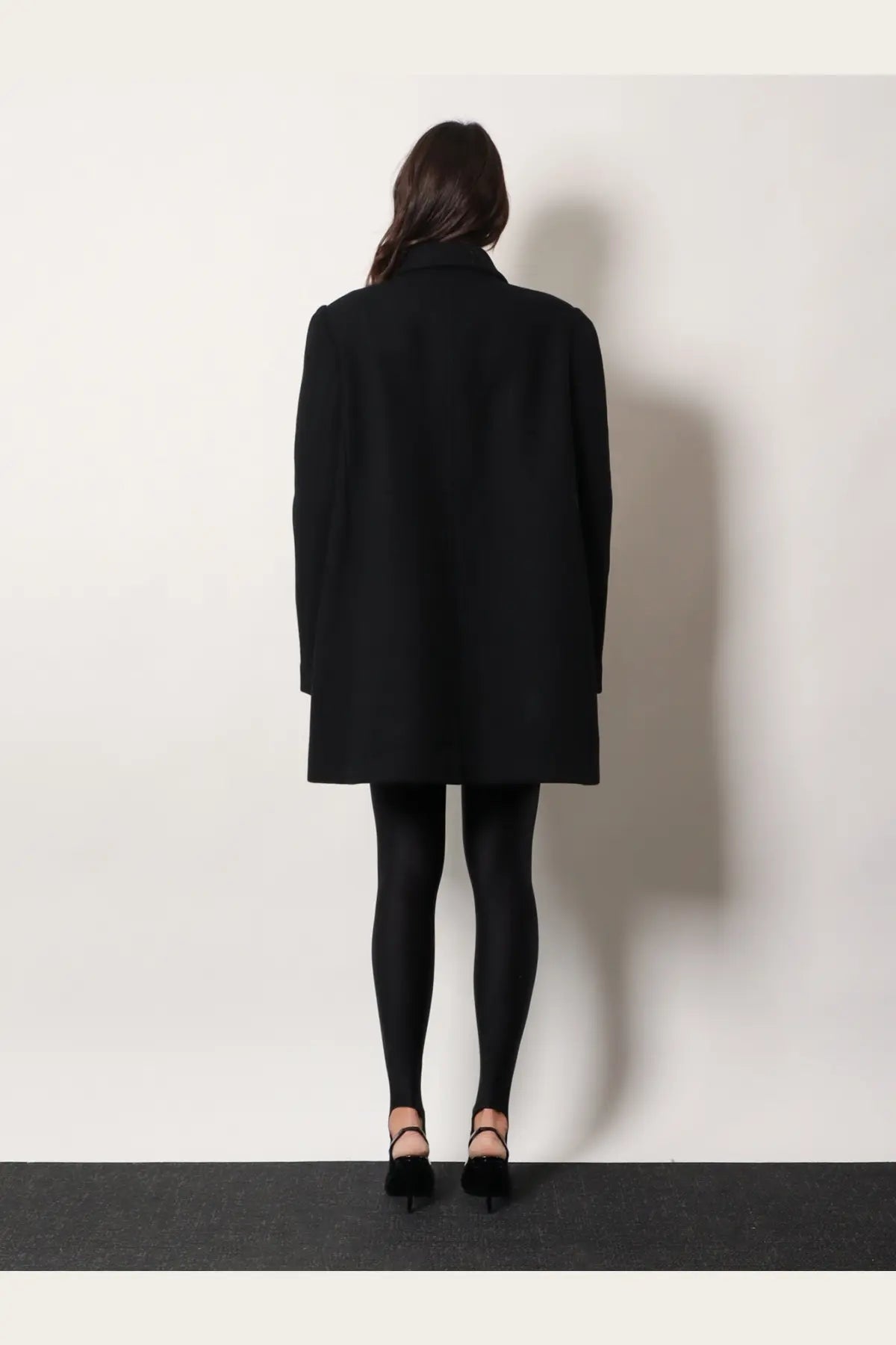 Black wool blend coat by dries van noten featuring structured shoulders and classic collar for women