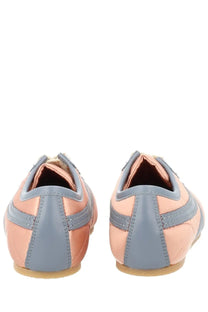 Dries Van Noten women’s satin sneaker in pastel pink and gray leather with a sleek minimalist design