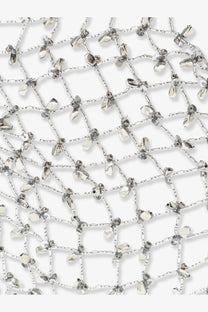 Silver mesh necklace by Dries Van Noten featuring delicate chain links and sparkling crystal-like beads