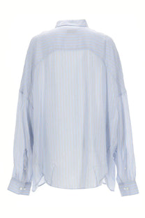 Dries Van Noten women’s shirt Casia blue light blue and white striped oversized button-down cotton shirt
