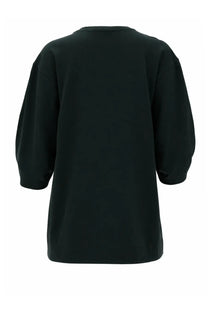 Black oversized t-shirt with puffed sleeves and relaxed fit in cotone green by dries van noten women’s shirt