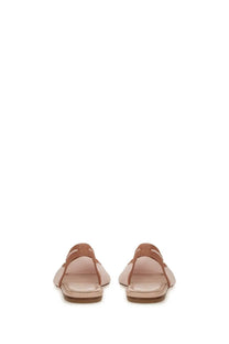 Beige leather slide sandals with minimalist design and thin straps for women by dries van noten