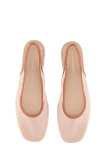 Dries Van Noten women’s slip-on ballet flats in pale pink suede with tan stitching detailing