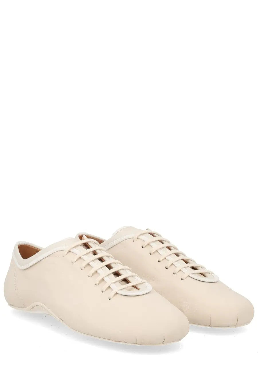 Dries van noten women’s sneaker ballerina in pelle white cream leather sneakers with matching laces and minimalist design