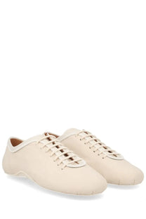 Dries van noten women’s sneaker ballerina in pelle white cream leather sneakers with matching laces and minimalist design
