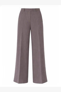 Dries Van Noten women’s straight pants beige gray pinstripe wide-leg trousers with tailored waistband and clean legs
