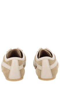 Dries Van Noten women’s beige suede and cream leather sneakers with classic athletic design