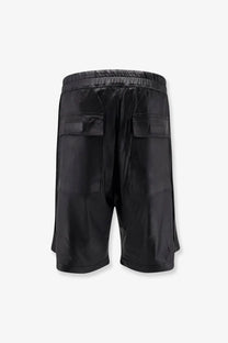 Drkshdw men’s acetate bermuda black shorts with glossy nylon fabric elastic waistband and two large patch pockets
