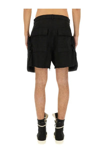 Drkshdw men’s bermuda cargo black shorts with multiple pockets and frayed hem made from durable fabric
