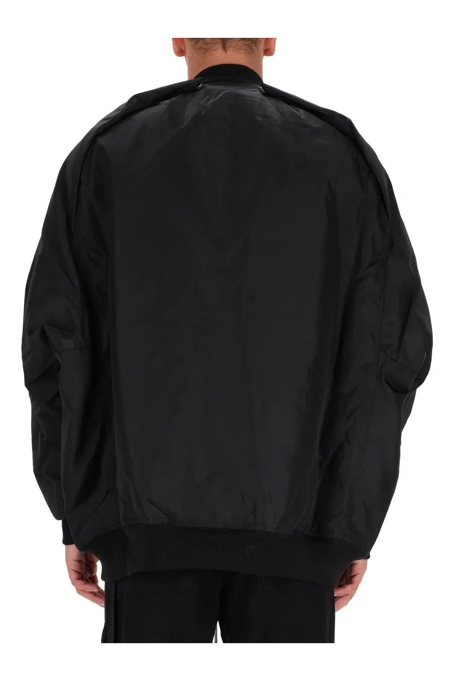 Drkshdw men’s bomber jacket in black with a sleek minimalist design and subtle sheen convertible jumbo peter flight style